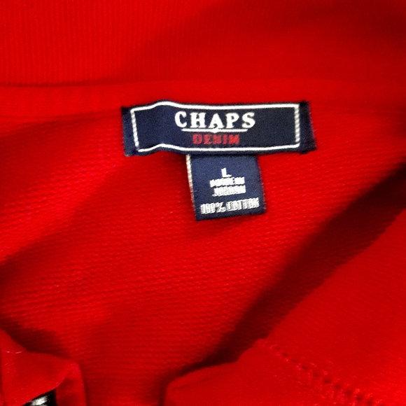 Chaps Denim Large Red Over Coat Duster Cardigan Pa - Picture 4 of 4